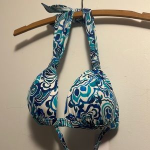 NWT. Vibrant Blue and Green Swirl Bikini Top